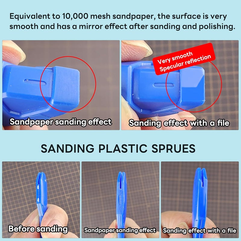 Stedi Hobby Model Polishing Tools 4 PCS, Ultimate Precision Files #10000 Grit Glass Mirror Grinding Tools for Plastic Gundam Models, Wood, Resin-Base Parts. - Image 5